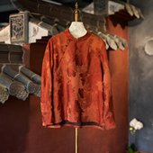 显瘦上衣5769 真丝香云纱大码 蓝大原创女装 国风简约橘色立领长袖