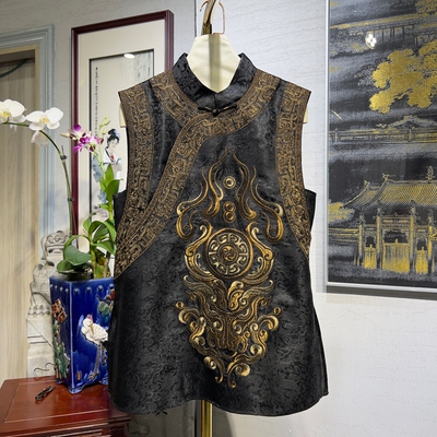 蓝大桑蚕丝2025秋刺绣香云纱上衣