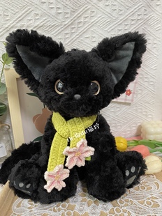狗de猫柠普莱美27cm猫咪樱花围巾周边卡奇玩偶围脖黑色德文娃衣