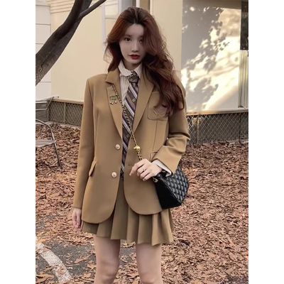 2025新款西装英伦学院风JK制服洋装子迪士尼穿搭三件套装女秋冬