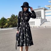 春夏韩版 复古碎花连衣裙女装 2020年新款 收腰显瘦雪纺小个子中长裙