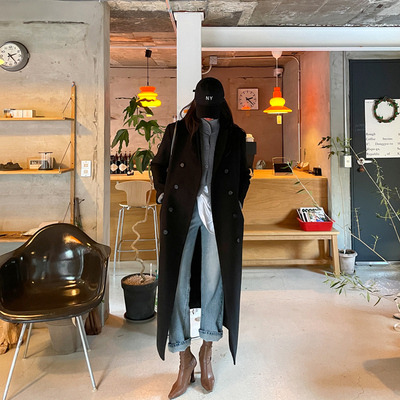 超长大衣女到脚踝韩版毛呢外套女