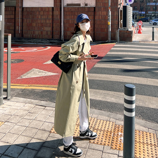 风衣外套女春季2023新款韩系流行卡其色高个子chic中长款英伦大衣
