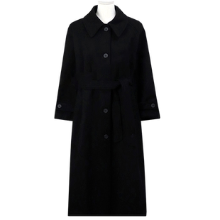 毛呢外套女中长款2022新款秋冬季气质过膝加厚黑色赫本风呢子大衣