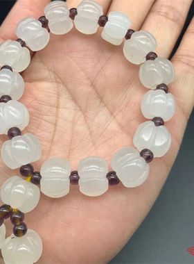 新疆金丝玉纯色高冰款南瓜珠手串戈壁玉男女款小清新手链简约风