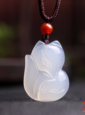 冰种玉髓狐狸时尚玉石男女吊坠
