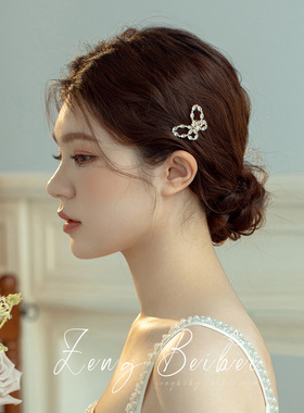 琉光梦里~超仙气蝴蝶小发夹 超闪法式复古鸭嘴夹侧边刘海头发卡子