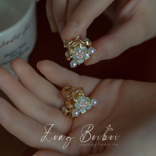 小菘蓝 花朵仙女侧边可爱发夹子头饰小号刘海发卡 迷你蓝色小抓夹