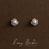 清雅兰香 耳饰品 轻奢花朵仿珍珠耳环女2024新款 别致优雅法式 耳钉