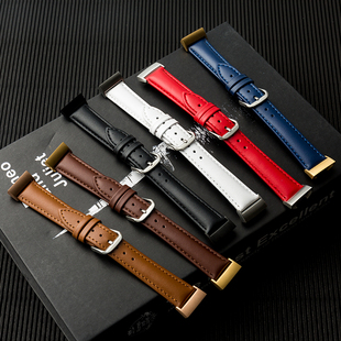 适用于Fitbit charge5智能牛皮表带 charge3运动手环腕带真皮