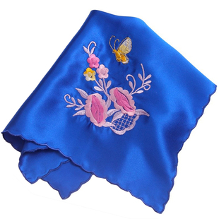 沙雅利桑蚕丝手绢刺绣古装汉服演出古风绣花真丝手帕女士随身手巾