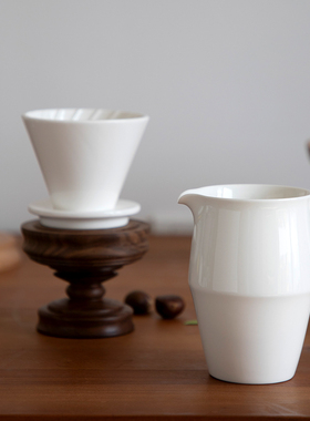 三宅家食器 小众咖啡套装 德化白瓷手冲咖啡壶V60过滤器 匀杯奶杯