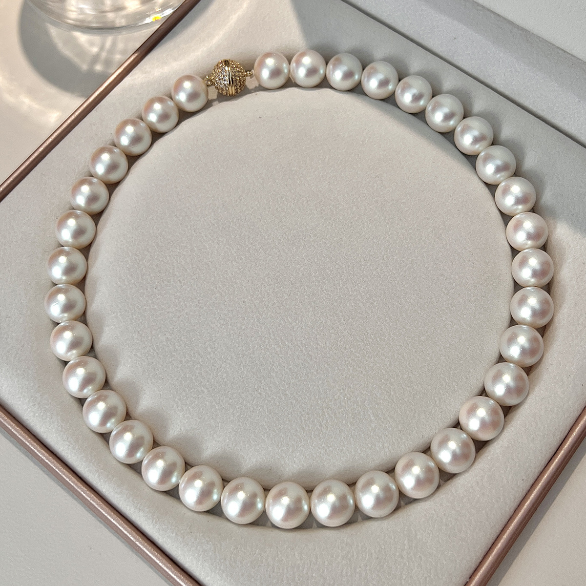 akoya天女珍珠项链镶钻磁吸扣