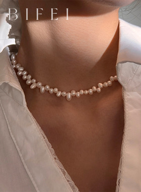 错位天然淡水巴洛克珍珠项链2025新款颈链锁骨链轻奢气质高级感女