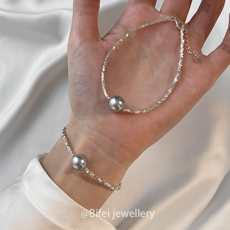 碎银子施家珍珠手链叠戴女士s925纯银手串2026新款路路通手饰小众