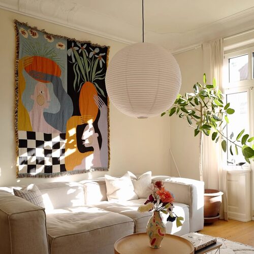 洛杉矶小众高级 撞色 抽象 波普 波西米亚北欧风艺术抽象植物挂毯