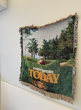 Enjoy outside today 街头摄影复古风挂毯 绿色风景 卧室寝室装饰