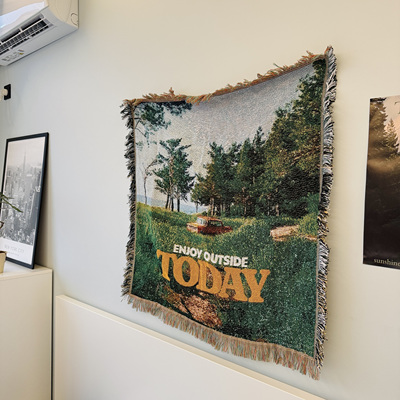 Enjoy outside today 街头摄影复古风挂毯 绿色风景 卧室寝室装饰