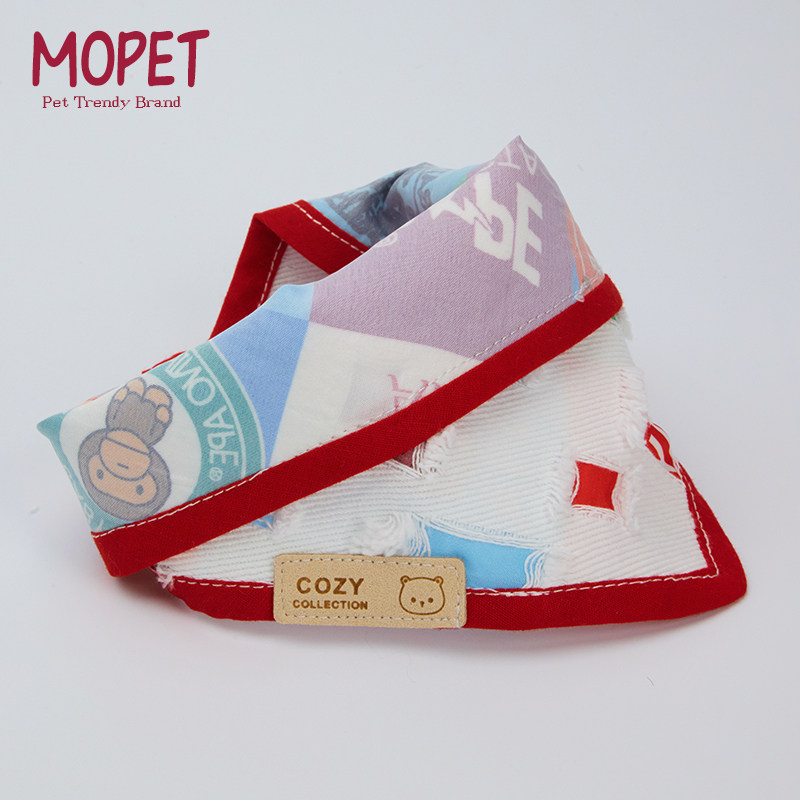 宠物口水巾狗狗双层围兜潮牌毛绒玩具三角巾小狗猫咪春夏两色潮牌