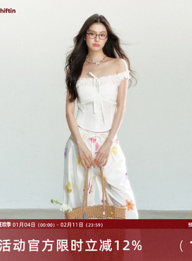 7Shiftin 原创设计夏季新款白色蝴蝶结上衣设计感百搭修身显瘦T恤