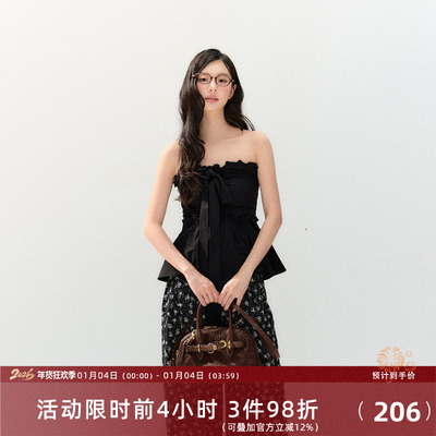 7Shiftin原创设计春夏新款黑色修身抹胸背心内搭收腰辣妹外穿上衣