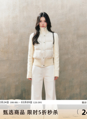 7Shiftin 原创设计秋冬新款白色羽绒针织短款外套学院风修身上衣