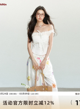 7Shiftin 原创设计夏季新款白色蝴蝶结上衣设计感百搭修身显瘦T恤