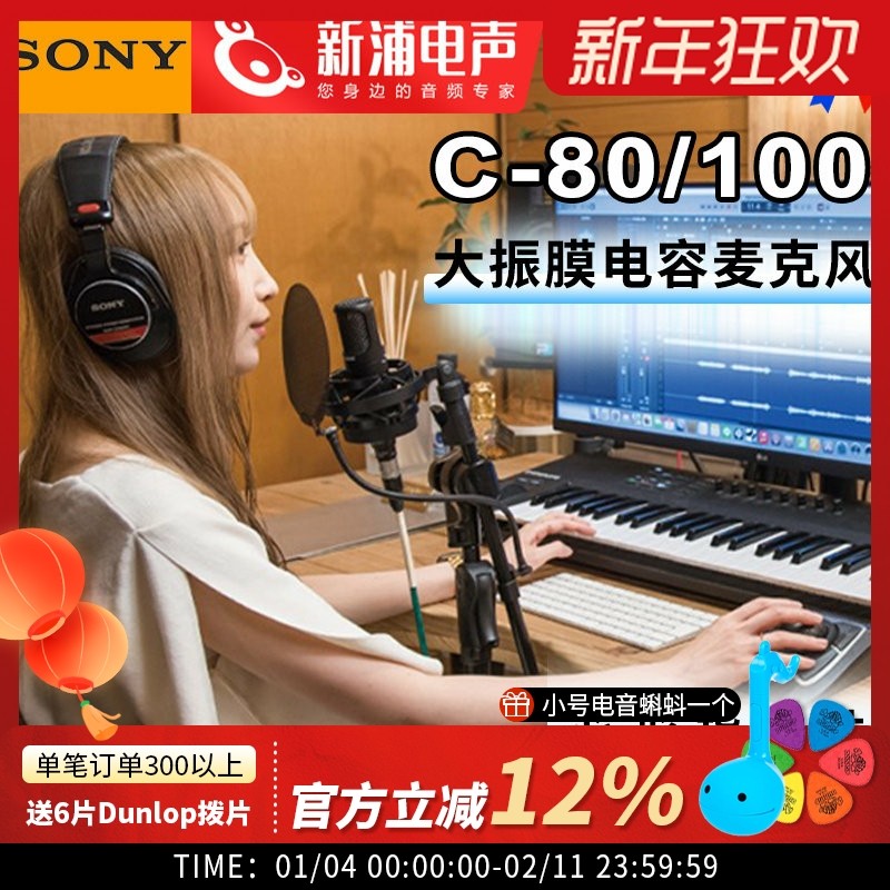 SONY/索尼 C80双振膜电容麦克风话筒专业录音声卡直播游戏K歌专用