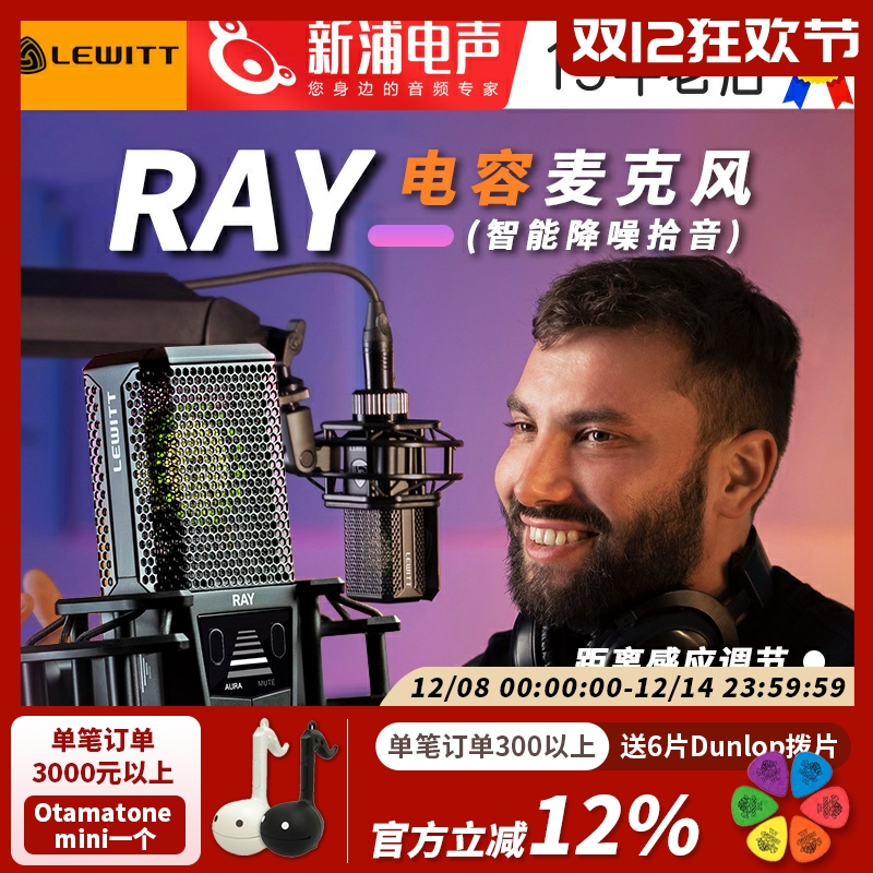 LEWITT/莱维特 RAY电容心型指向麦克风声卡练歌隔音带货直播收音