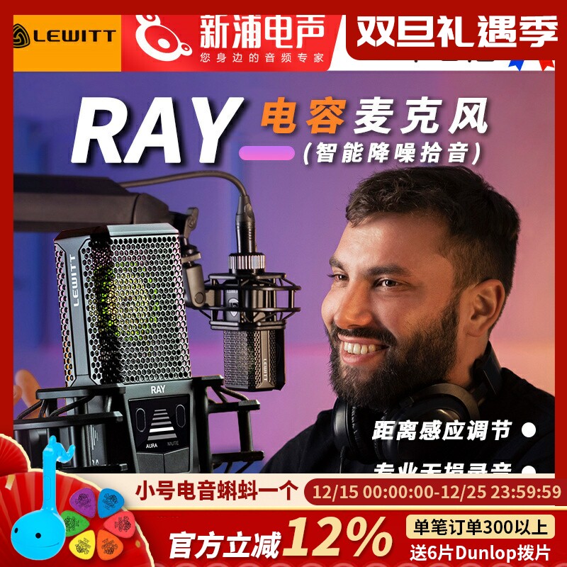 LEWITT/莱维特 RAY电容心型指向麦克风声卡练歌隔音带货直播收音