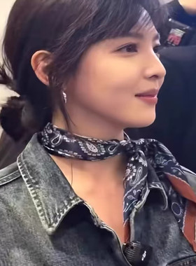 高级感丝巾棉柔植绒提花气质春夏70方巾新款百搭复古时尚若楠同款