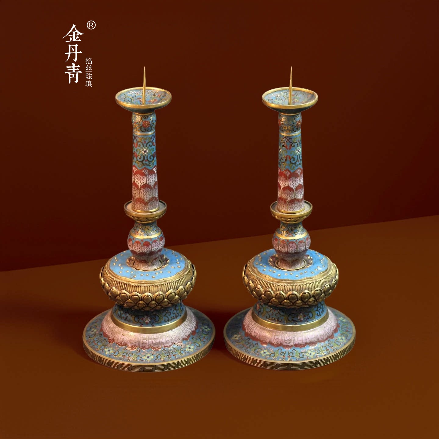 景泰蓝珐琅烛台蜡台居室用品摆件仿古作旧仿明清艺术品收藏
