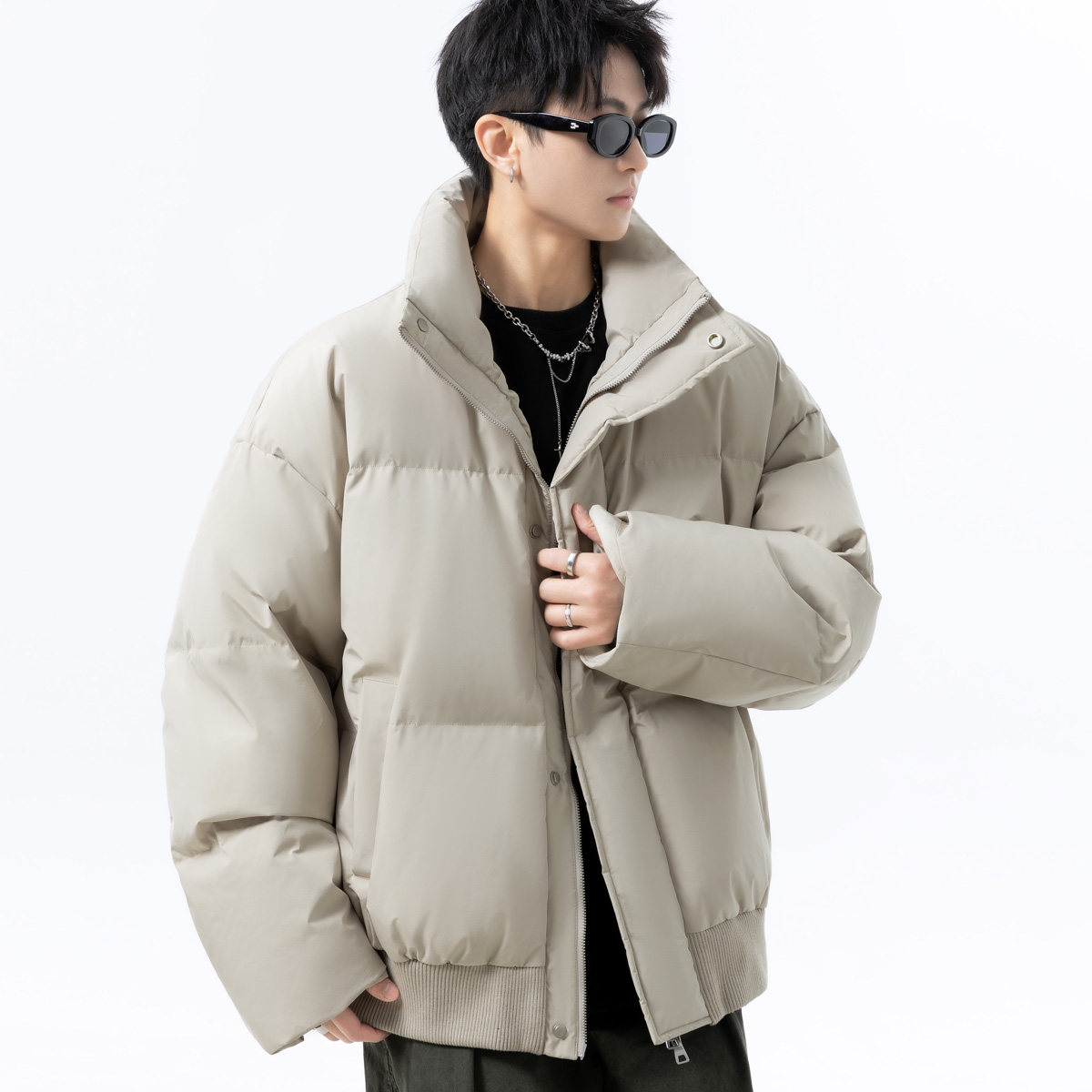 2026美式潮牌立领棉服男装棉衣外套宽松面包服加厚保宽松棉袄外套