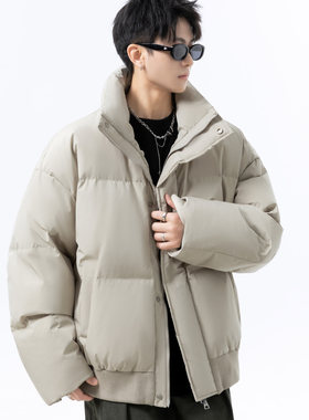2026美式潮牌立领棉服男装棉衣外套宽松面包服加厚保宽松棉袄外套