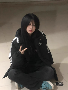 超好看黑色羽绒棉服女2025冬季新款加厚棉袄外套情侣条纹立领棉衣