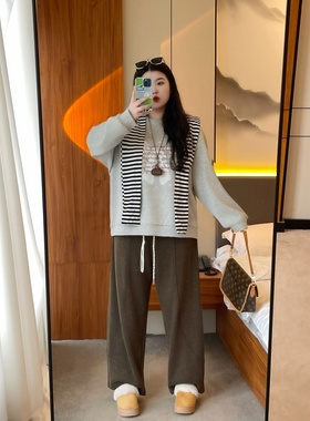 梵朵大码女装16472秋冬胖MM蝴蝶结印花加绒卫衣宽松休闲套头上衣