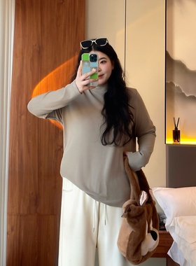 梵朵大码女装16512秋冬修身显瘦内搭长袖半高领打底衫小众上衣