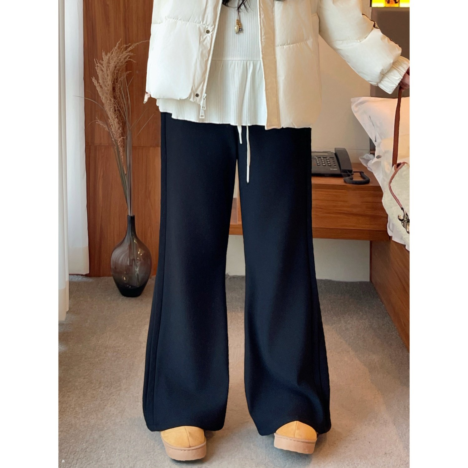 梵朵大码女装13780秋冬新款高腰抽绳宽松微喇长裤通勤加绒休闲裤,女装/女士精品,大码裤装,淘宝优惠券,粉丝福利购,淘宝优惠卷