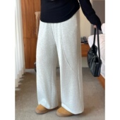 女装 13177秋冬个性 时髦休闲阔腿裤 梵朵大码 百搭梨型身材加绒卫裤