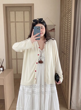 梵朵大码女装夏季慵懒风百搭薄款设计针织开衫洋气上衣17256Y