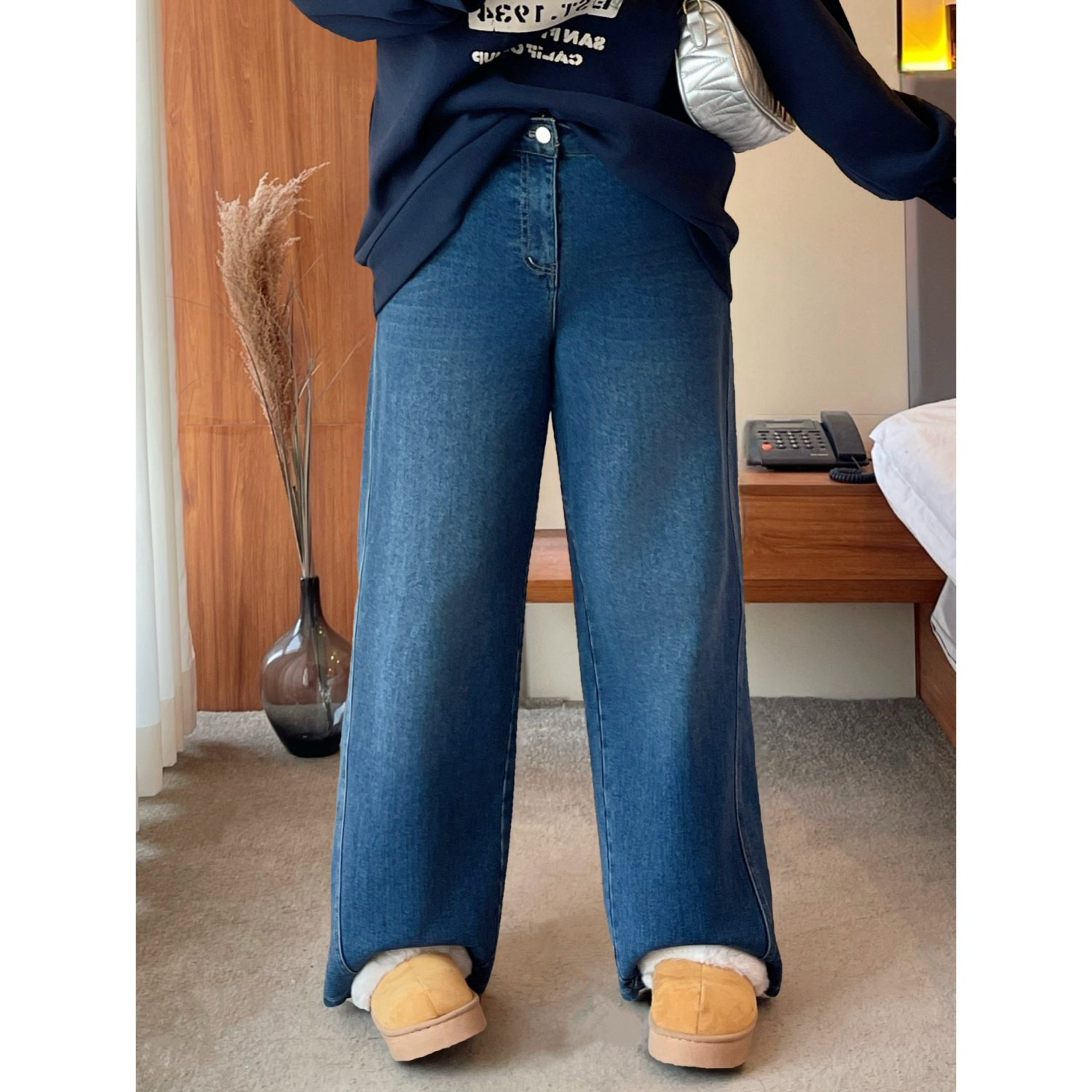 梵朵大码女装16820秋冬胖MM休闲梨型身材加绒牛仔裤阔腿直筒裤潮,女装/女士精品,大码裤装,淘宝优惠券,粉丝福利购,淘宝优惠卷