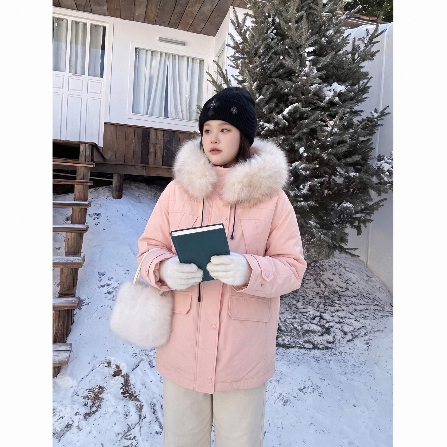 梵朵大码女装冬季洋气胖妹妹显瘦棉服可拆卸连帽休闲外套15889R