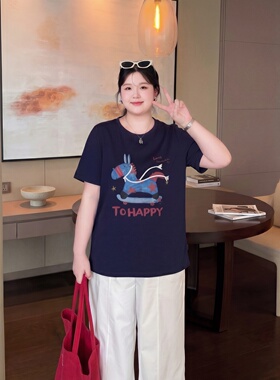 梵朵大码女装夏季韩版休闲百搭短袖T恤通勤小众胖MM上衣17481R