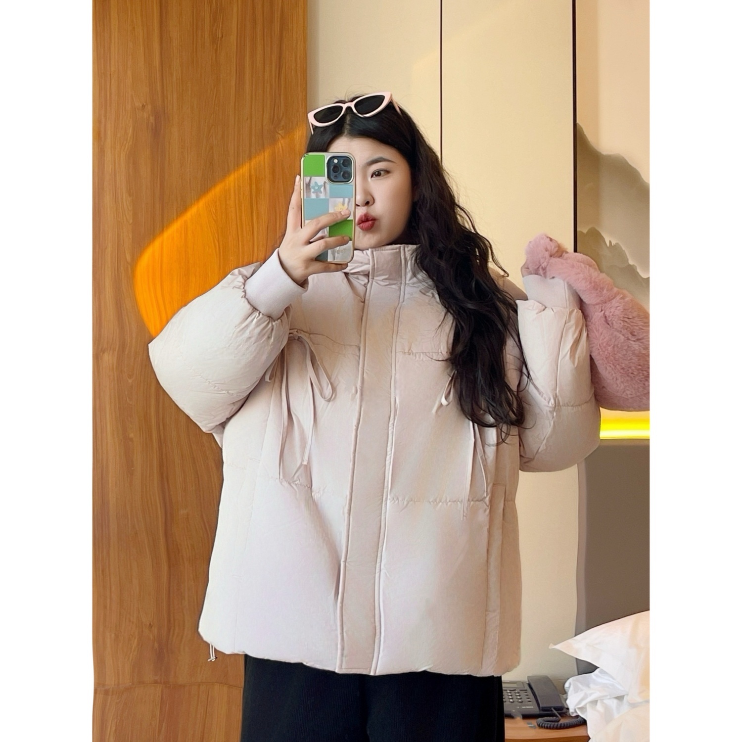 梵朵大码女装18263冬季韩版学院风短款棉服宽松百搭棉衣小众外套