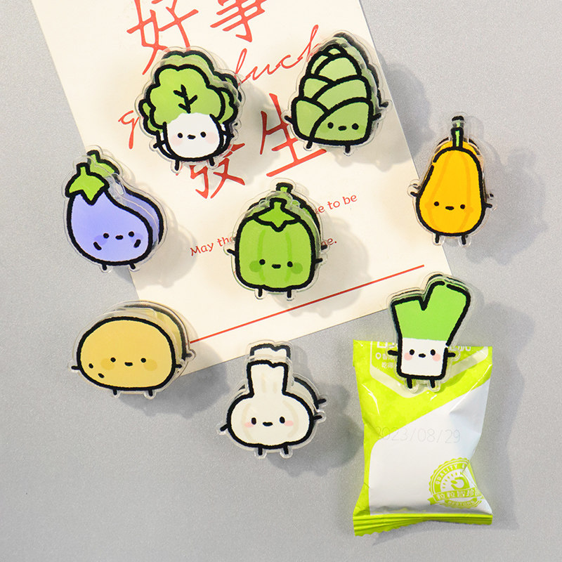 磁吸搞怪蔬菜便签夹子高颜值双面夹亚克力PP夹收纳夹试卷夹冰箱贴,家居饰品,冰箱贴,淘宝优惠券,粉丝福利购,淘宝优惠卷