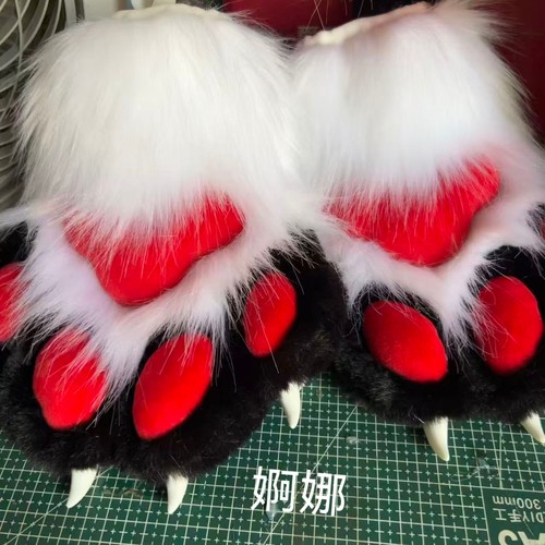 兽装fursuiq爪子加长furry装扮Kig兽爪手套COS猫爪可爱毛绒成品