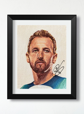 凯恩艺术头像实木相框英格兰热刺慕尼黑足球迷礼物桌摆照片墙摆台