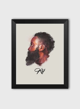 哈登大胡子签名相框姚明麦蒂照片墙球迷周边礼物装饰艺术画Harden