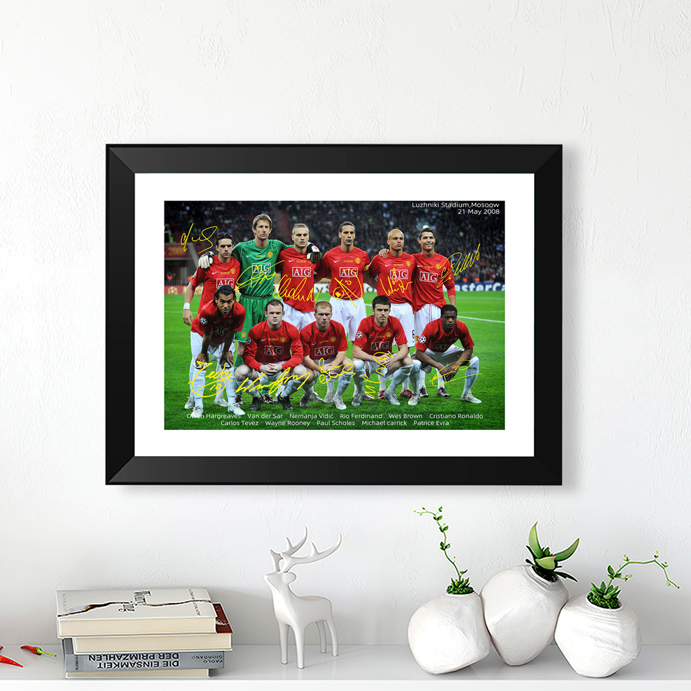2008红魔欧冠经典阵容纪念相框C罗实木挂墙照片墙桌摆件装饰壁画