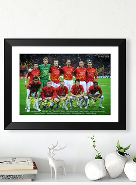 2008红魔欧冠经典阵容纪念相框C罗实木挂墙照片墙桌摆件装饰壁画